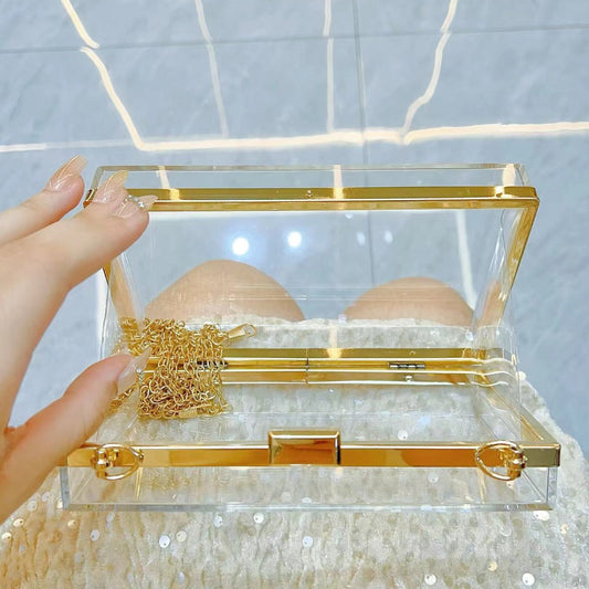 Women's Acrylic Transparent Box Chain Dinner Gel Evening Bags