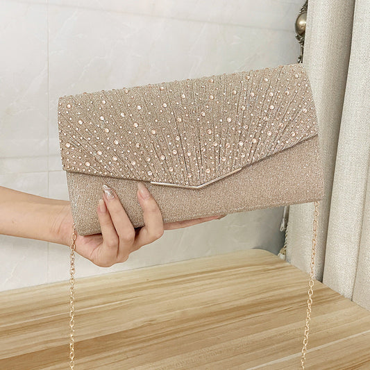 Unique Dinner Clutch Pleated Rhinestone Dress Evening Bags
