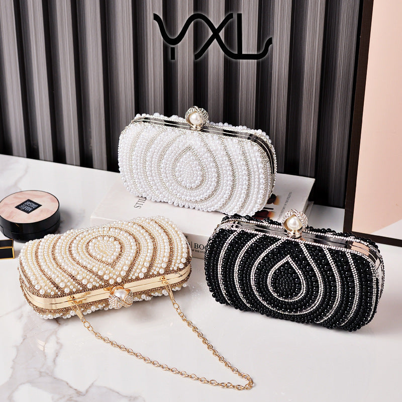 Women's Pearl Fashion Wedding Vintage White Cheongsam Evening Bags