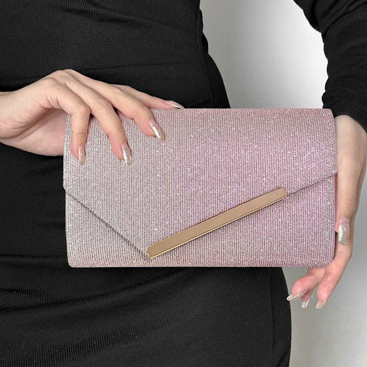 Simple Metal Edge Strip Shiny Color Changing Evening Bags