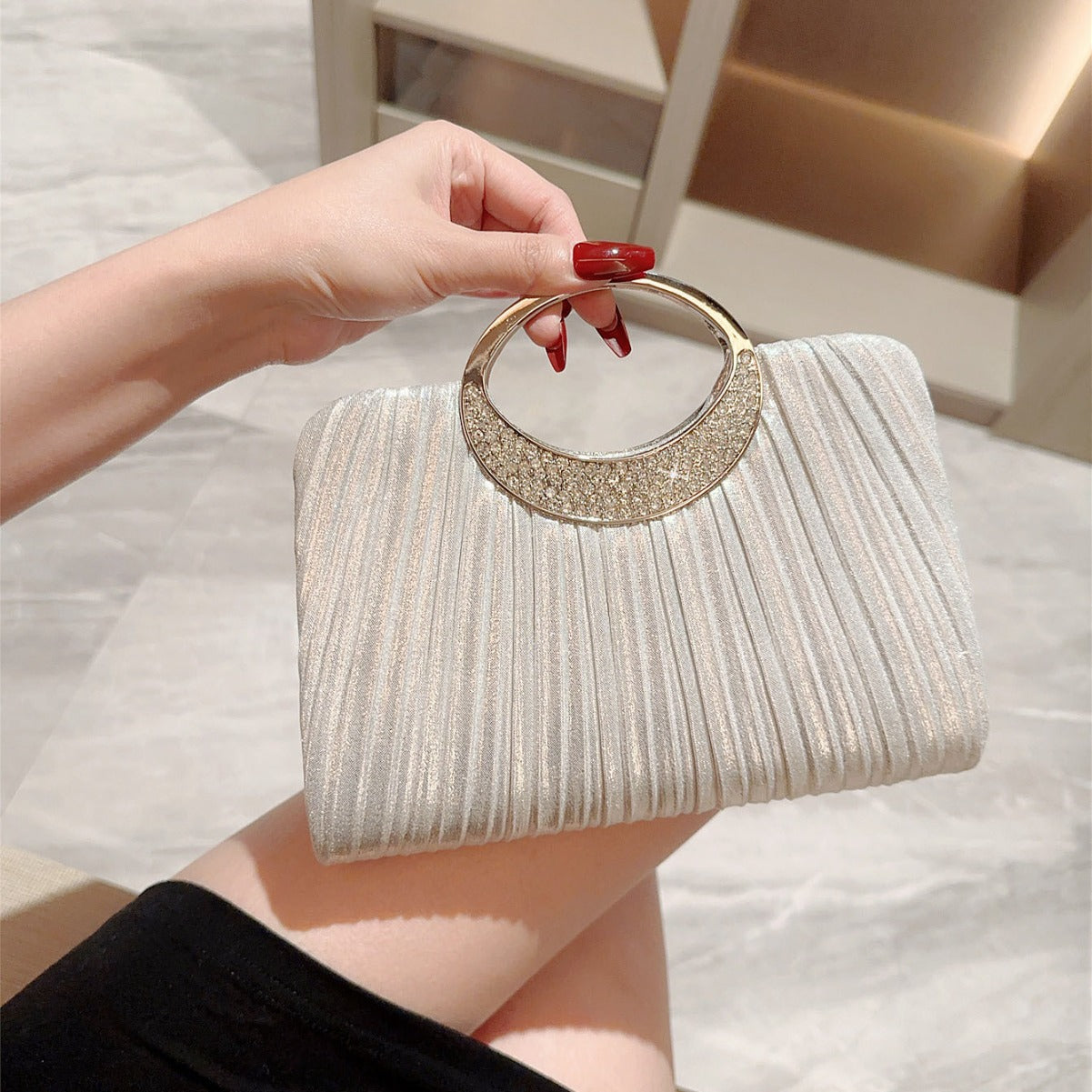 Dinner Pleated Leather Portable Banquet Romantic Evening Bags