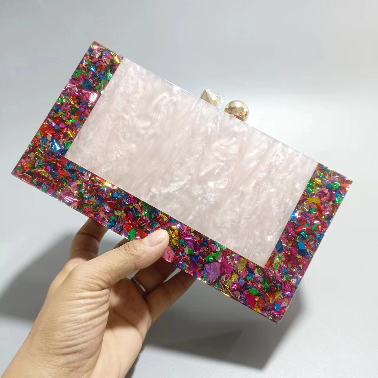 Women's Dinner Retro Splicing Trendy Acrylic Chain Evening Bags