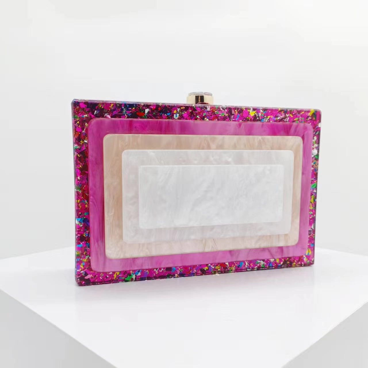 Women's Summer Dinner Retro Splicing Trendy Acrylic Evening Bags