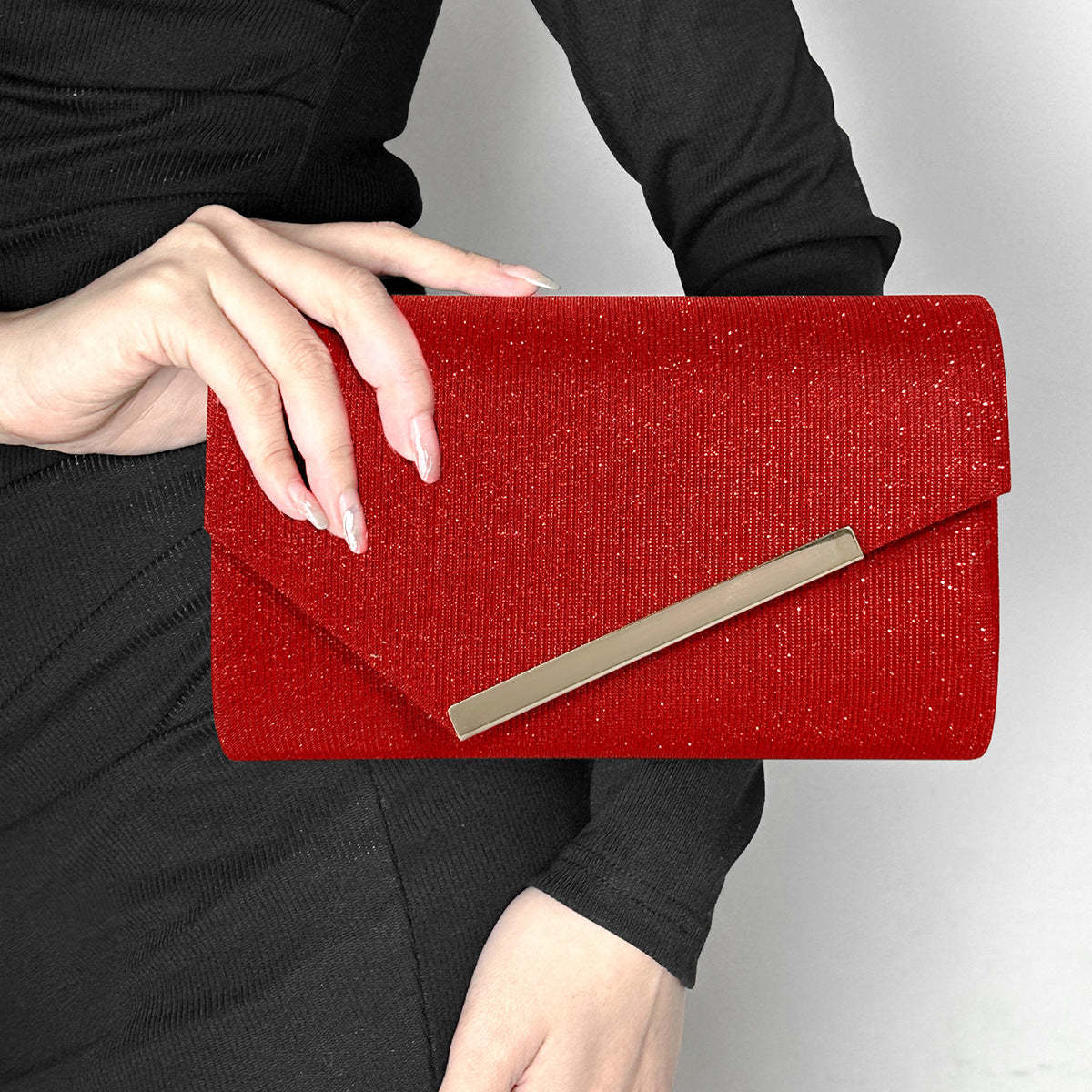 Simple Metal Edge Strip Shiny Color Changing Evening Bags