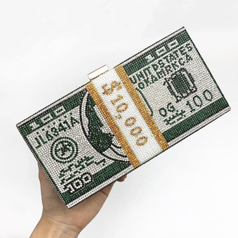 Women's Full Diamond Usd Dinner Fashion Dollar Evening Bags