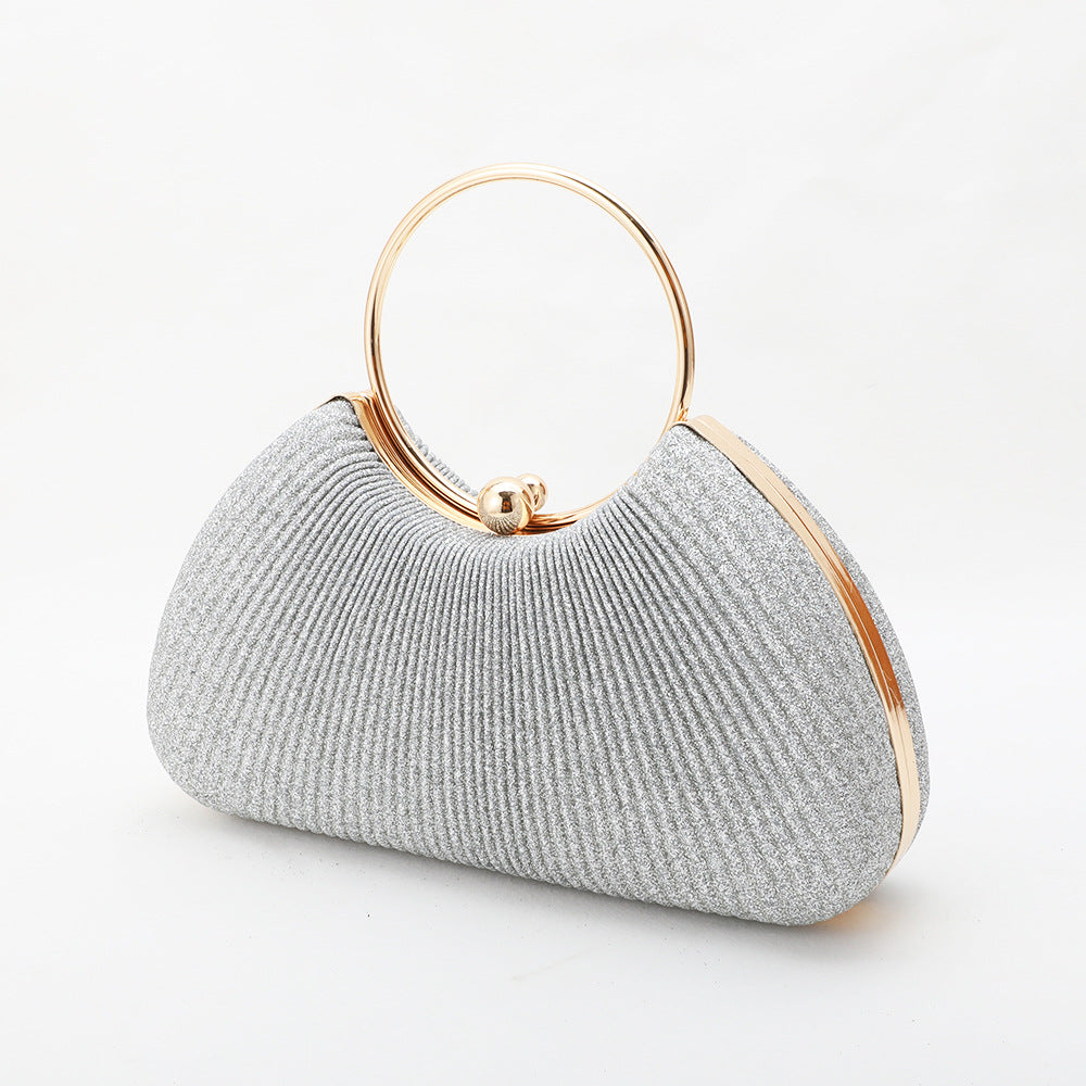 Women's Metal Portable Dinner Pleated Sier Banquet Dress Evening Bags