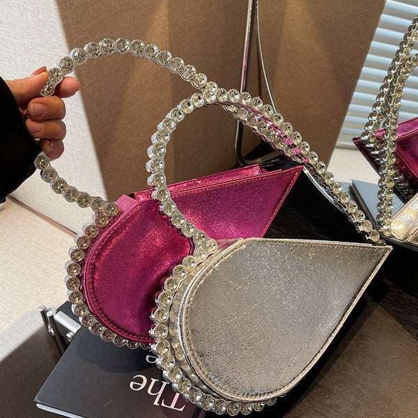 Women's Hand-held Heart-shaped Diamond Fashionable Stylish Hand Evening Bags