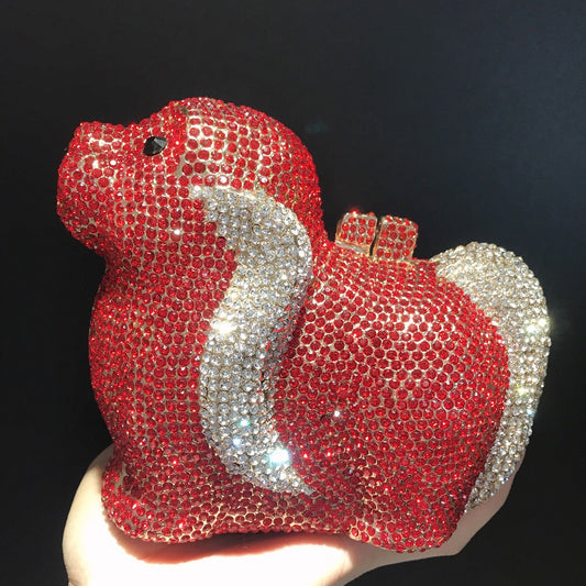 Mini Dog Inlaid Rhinestone Diamond Clutch Evening Bags