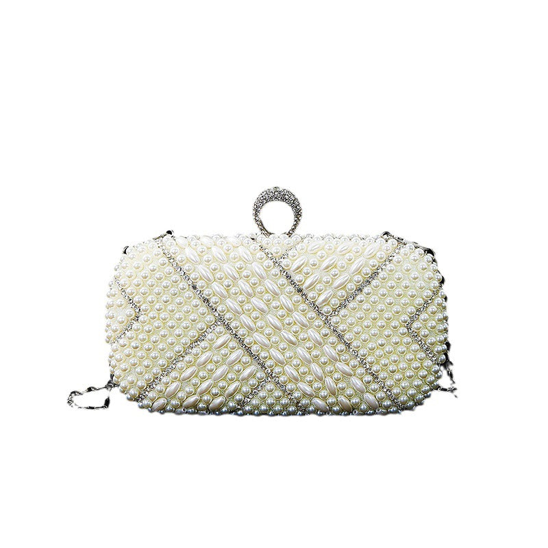 Geometric Rhinestone Stringed Pearls Chain Wedding Evening Bags