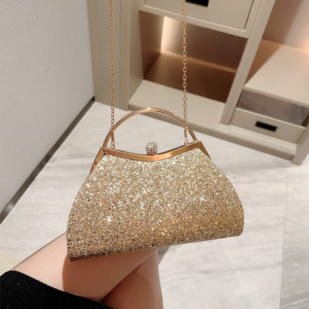 Shiny Crown Head Dinner Party Dress Evening Bags