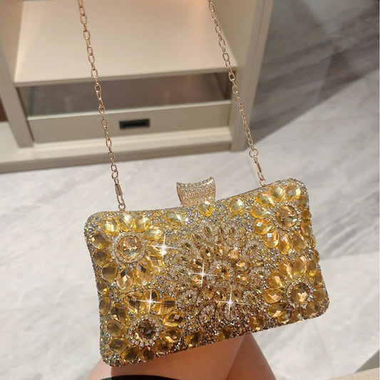 Shiny Sun Rhinestone Box Type Dinner Banquet Evening Bags
