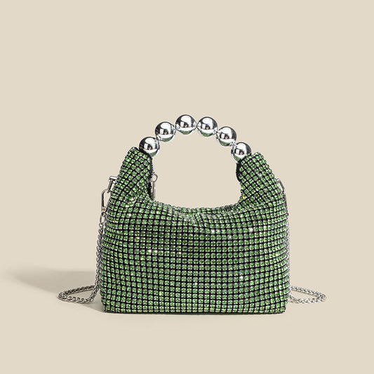 Women's Round Beads With Brick Fashion Diamond Chain Evening Bags