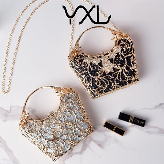 Black Dinner High-grade Party Clutch Shiny Evening Bags