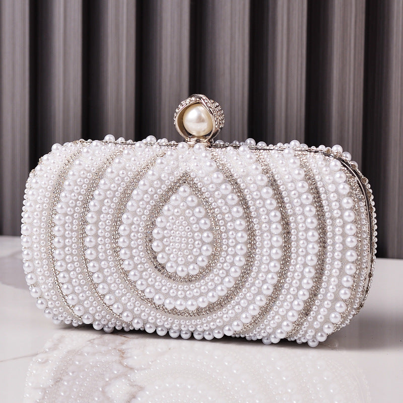 Women's Pearl Fashion Wedding Vintage White Cheongsam Evening Bags