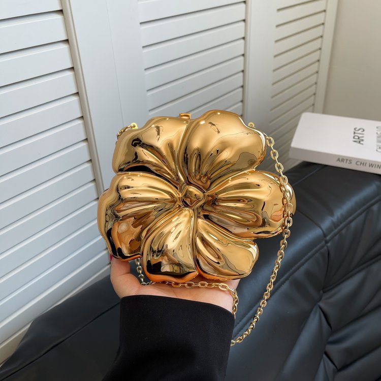 Women's Flower Mirror Plating Fresh Beautiful Disco Evening Bags