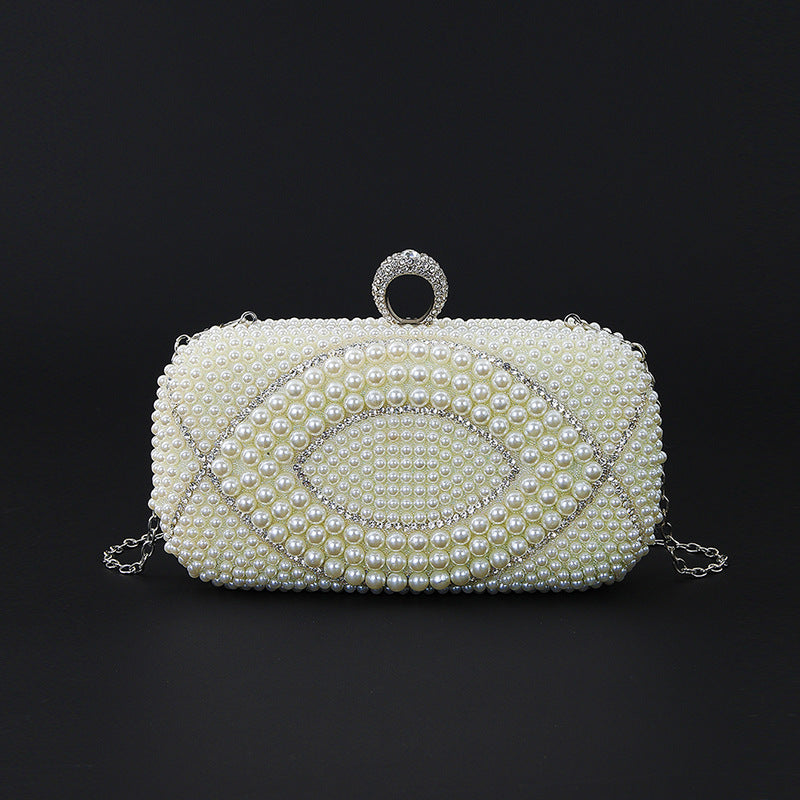 Geometric Rhinestone Stringed Pearls Chain Wedding Evening Bags