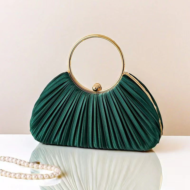 Women's Pleated Dinner Temperament Banquet Clutch Dress Evening Bags
