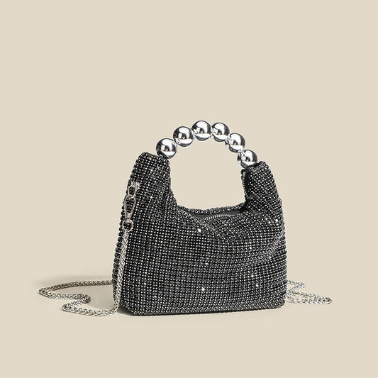 Women's Round Beads With Brick Fashion Diamond Chain Evening Bags
