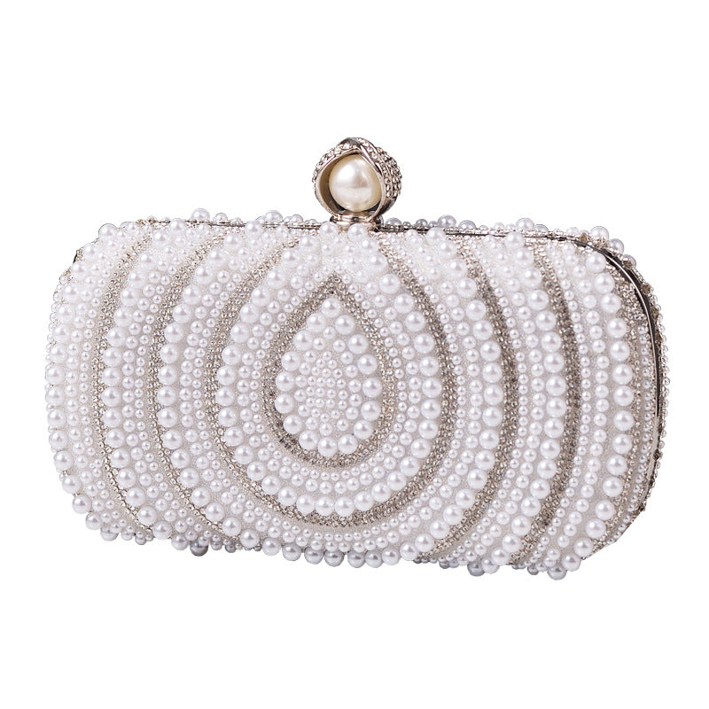 Women's Pearl Fashion Wedding Vintage White Cheongsam Evening Bags