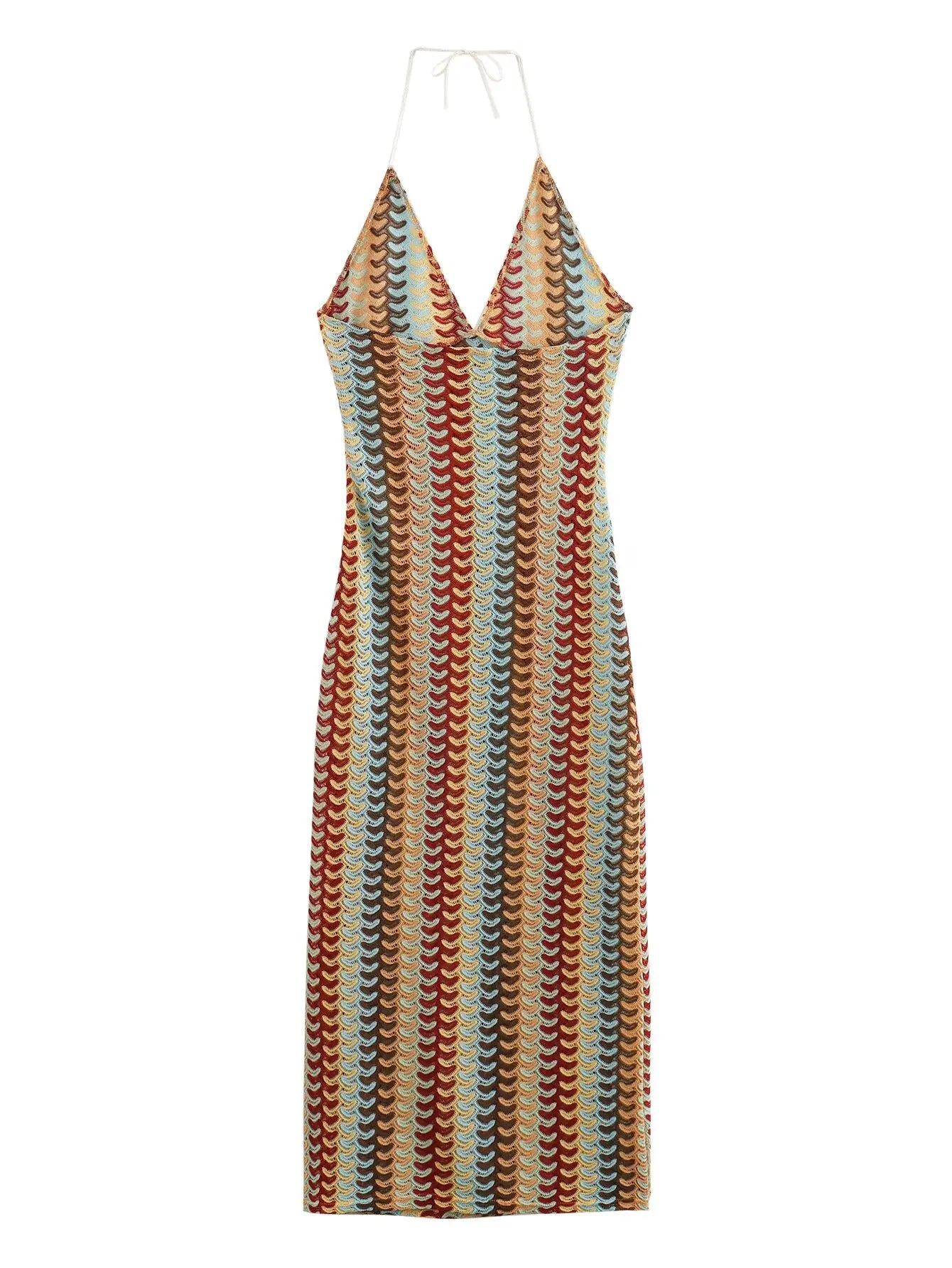 Deep V-Neck Summer Dress for Women – Sexy High-Waisted Sleeveless Backless Halter Gown | Elegant Party & Prom Vestido