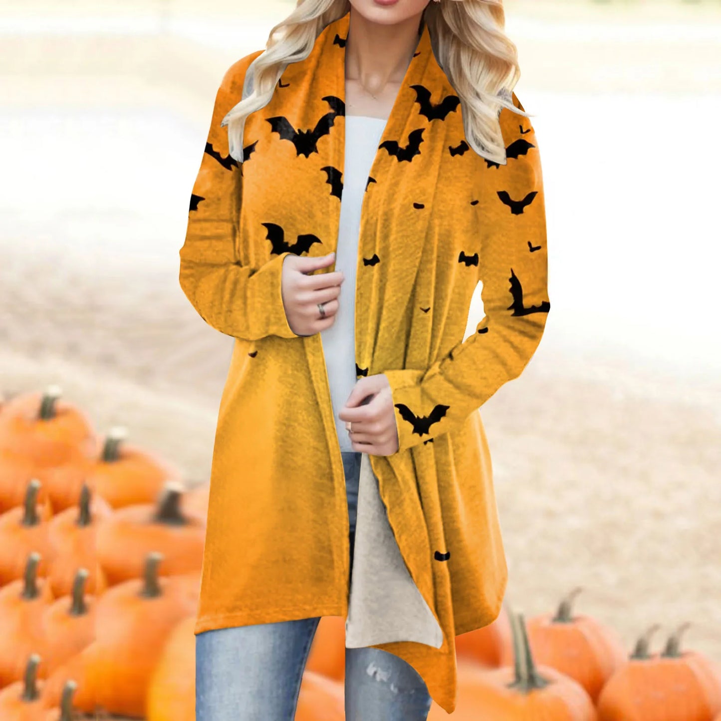 Women‘s Cardigan Fashion Halloween Print Western Ethnic Jacket Long Sleeve Coat Female Autumn Winter Plus Size Clothes
