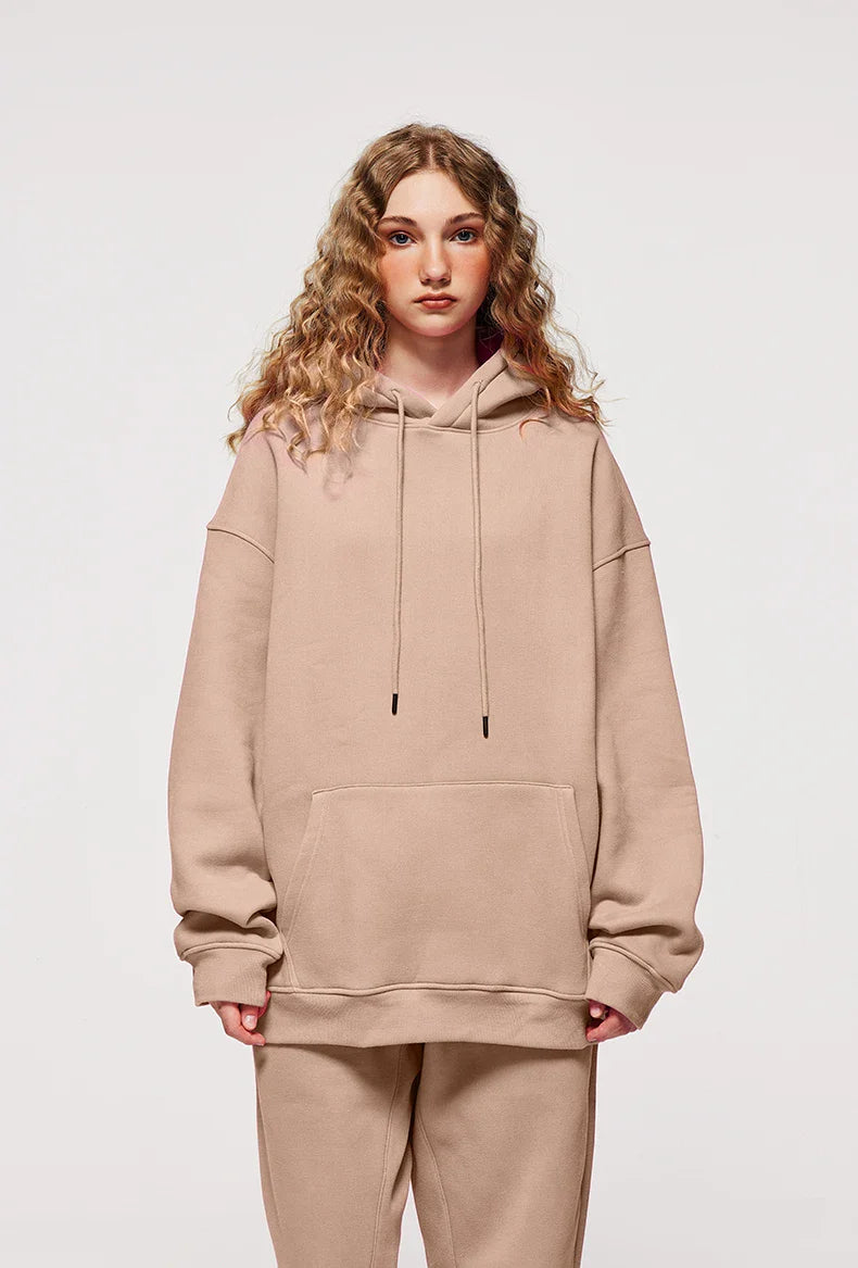 INFLATION 350gsm Thick Velvet Tracksuit – Unisex Solid Color Jogging Suit | 2023 Trendy Matching Fleece Sweatpants & Hoodie Set