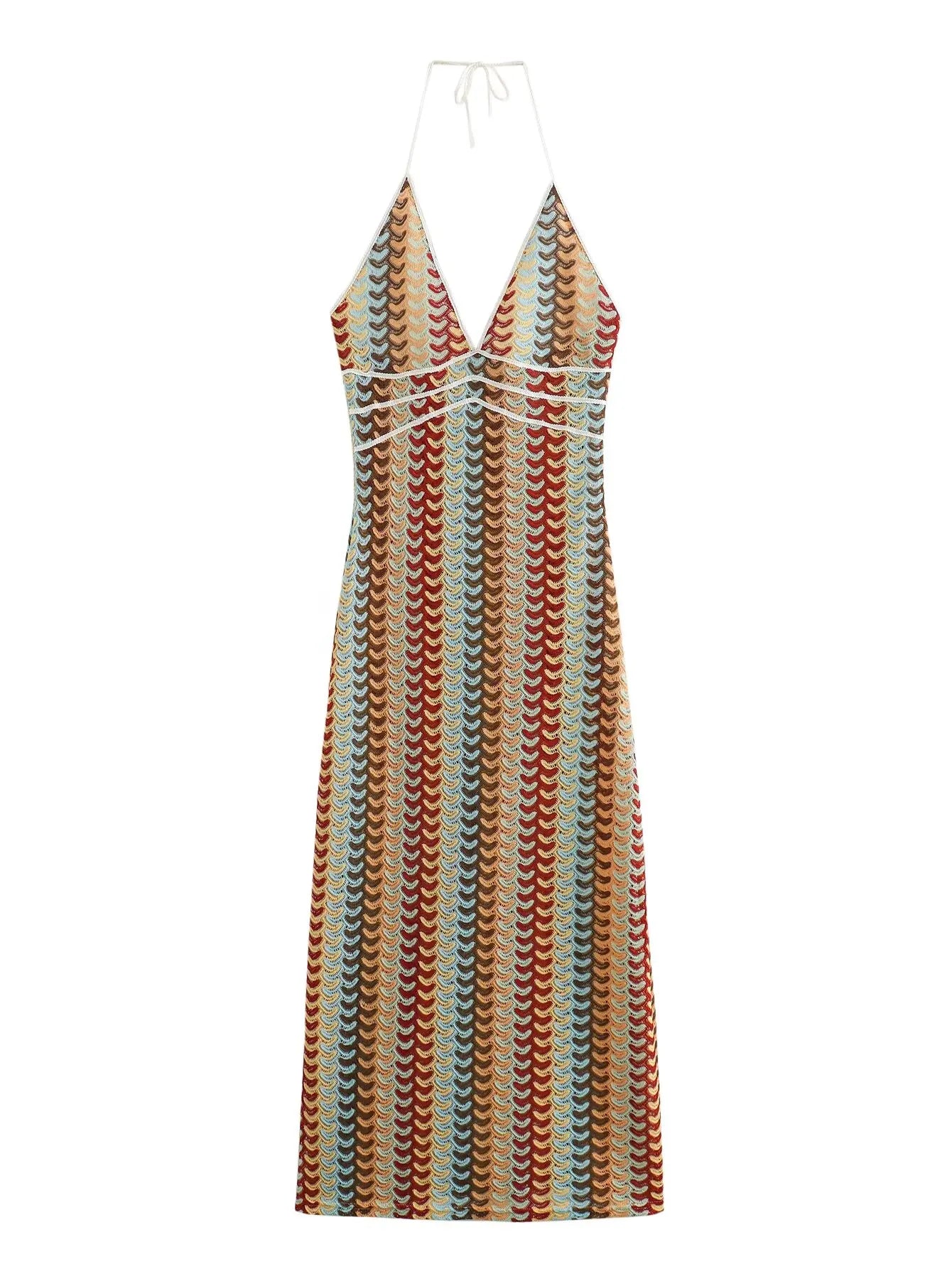 Deep V-Neck Summer Dress for Women – Sexy High-Waisted Sleeveless Backless Halter Gown | Elegant Party & Prom Vestido