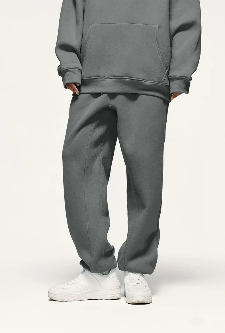 INFLATION 350gsm Thick Velvet Tracksuit – Unisex Solid Color Jogging Suit | 2023 Trendy Matching Fleece Sweatpants & Hoodie Set