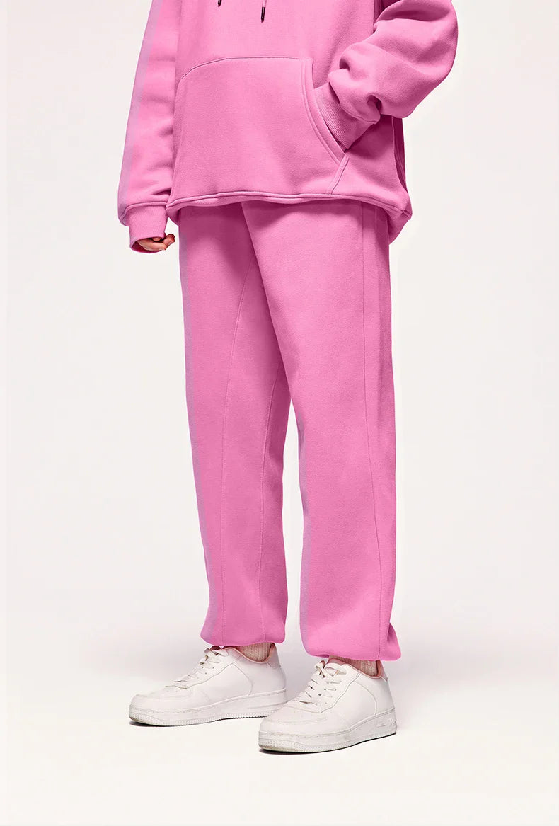 INFLATION 350gsm Thick Velvet Tracksuit – Unisex Solid Color Jogging Suit | 2023 Trendy Matching Fleece Sweatpants & Hoodie Set