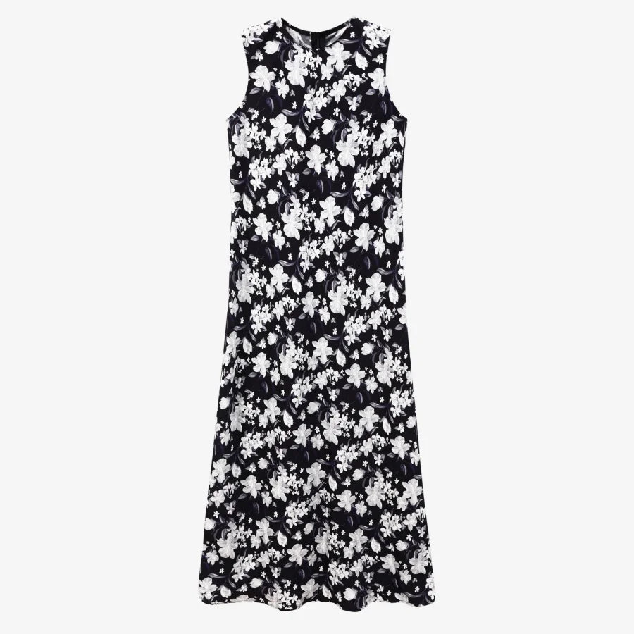 Spring Summer Women’s Elegant Satin Maxi Dress with Knitted Top | 2-Piece Floor-Length Outfit Set