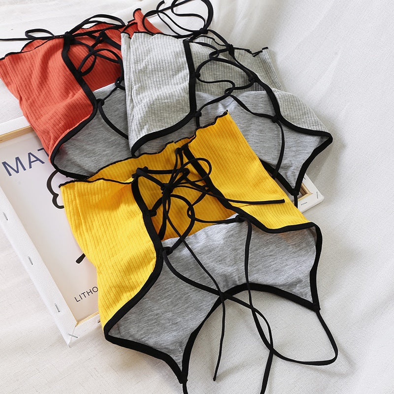 Sexy Slim Fit Open Back Crop Top – Solid Color Women’s Camisole with Chest Cushion Strap