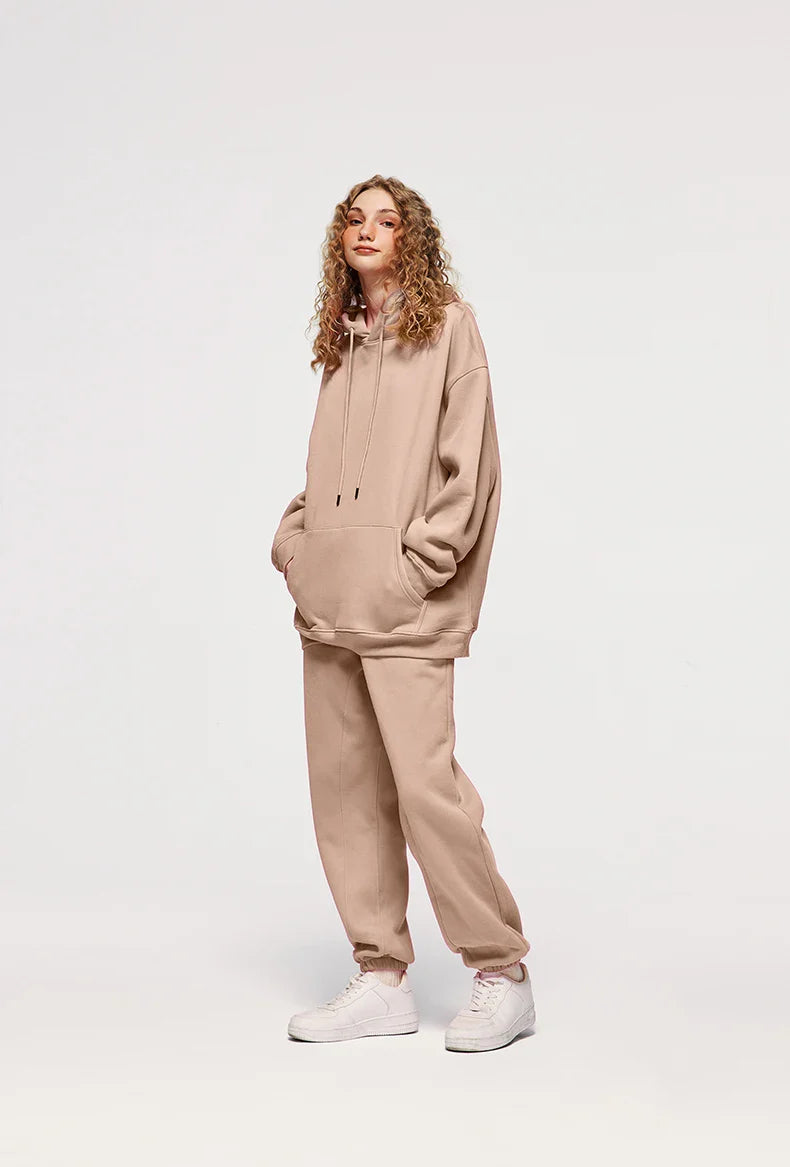 INFLATION 350gsm Thick Velvet Tracksuit – Unisex Solid Color Jogging Suit | 2023 Trendy Matching Fleece Sweatpants & Hoodie Set