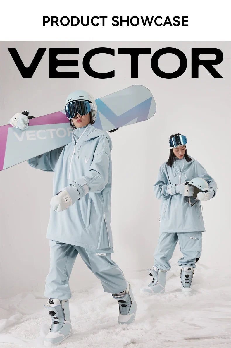 Men Women Solid Color Ski Jacket Ski Pants Warm Windproof Winter Overalls Hoodie Waterproof Outdoor Sports Clothing Snowboard