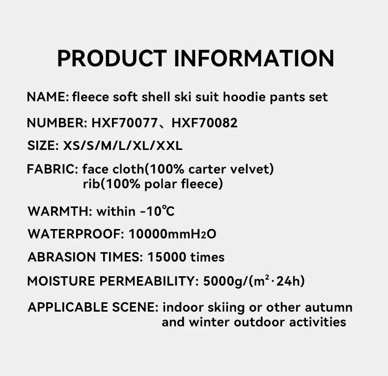 Men Women Solid Color Ski Jacket Ski Pants Warm Windproof Winter Overalls Hoodie Waterproof Outdoor Sports Clothing Snowboard