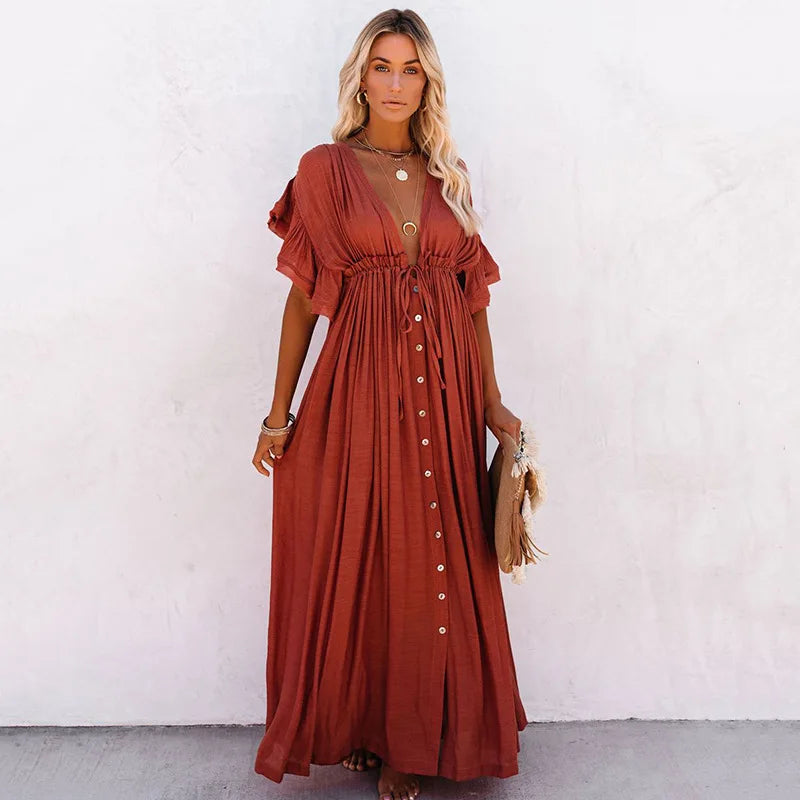 Women's Swimsuit Cover-Up – Open Front Long Kimono Cardigan for Beach & Swimwear