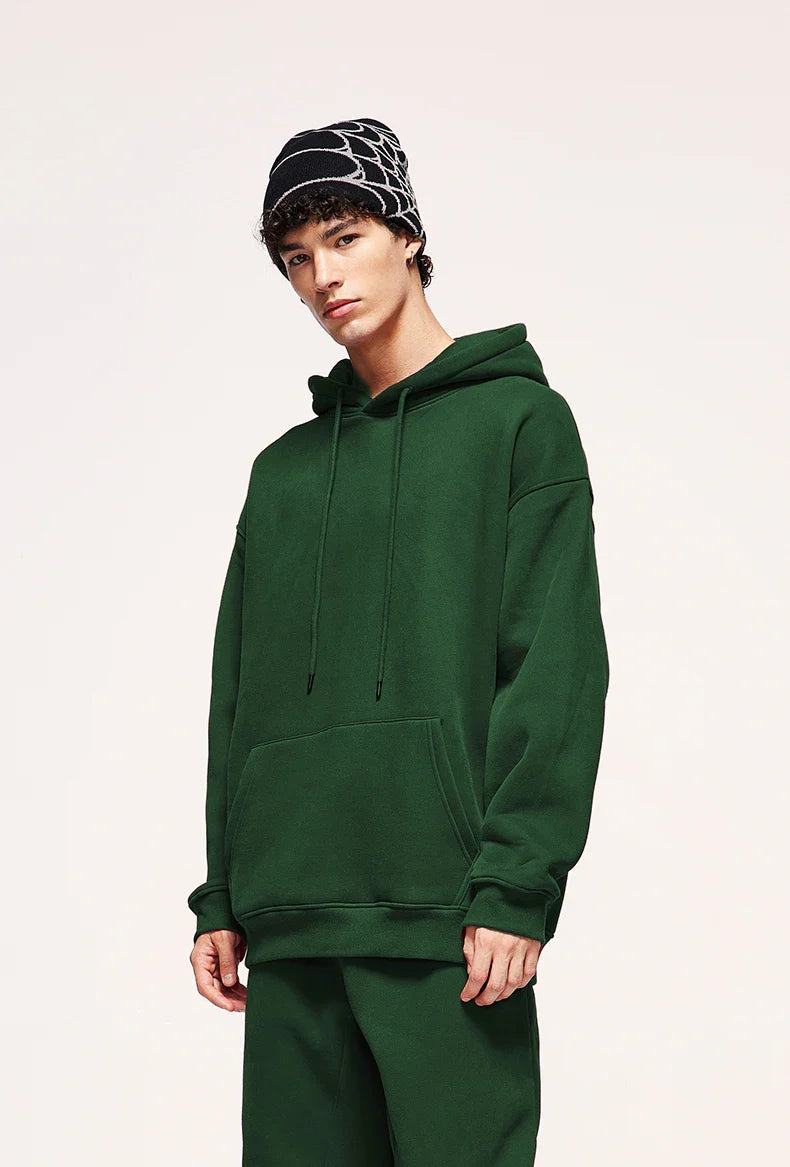 INFLATION 350gsm Thick Velvet Tracksuit – Unisex Solid Color Jogging Suit | 2023 Trendy Matching Fleece Sweatpants & Hoodie Set