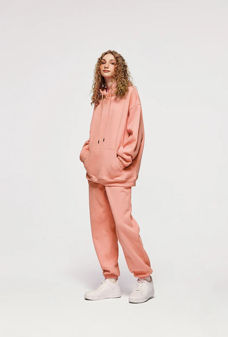 INFLATION 350gsm Thick Velvet Tracksuit – Unisex Solid Color Jogging Suit | 2023 Trendy Matching Fleece Sweatpants & Hoodie Set