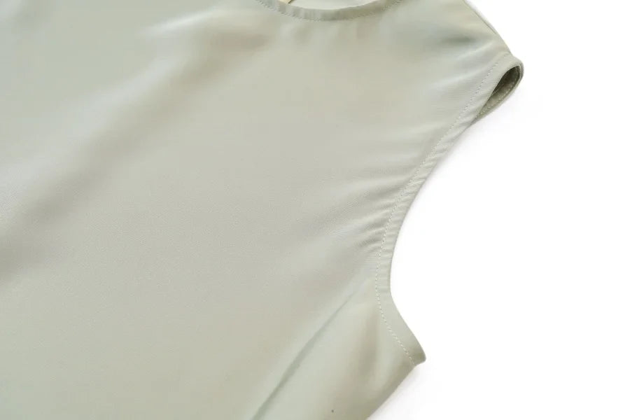 Spring Summer Women’s Elegant Satin Maxi Dress with Knitted Top | 2-Piece Floor-Length Outfit Set