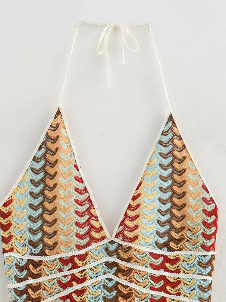 Deep V-Neck Summer Dress for Women – Sexy High-Waisted Sleeveless Backless Halter Gown | Elegant Party & Prom Vestido