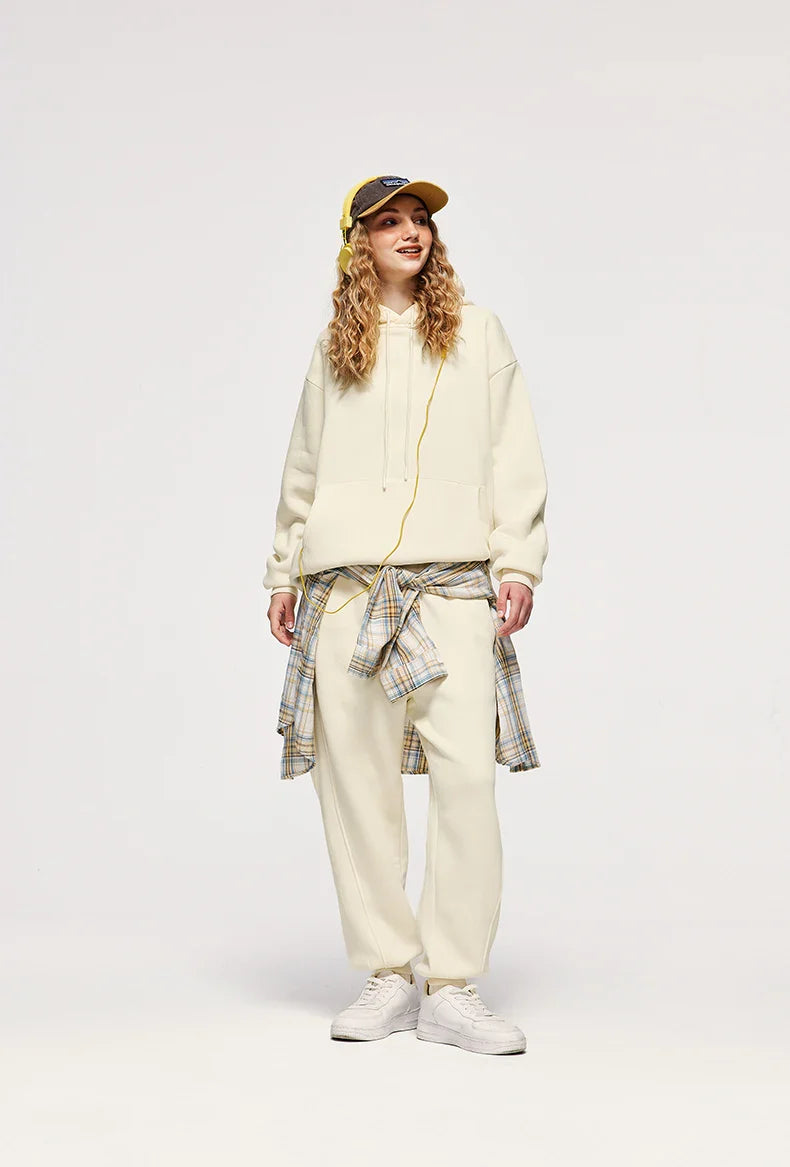 INFLATION 350gsm Thick Velvet Tracksuit – Unisex Solid Color Jogging Suit | 2023 Trendy Matching Fleece Sweatpants & Hoodie Set