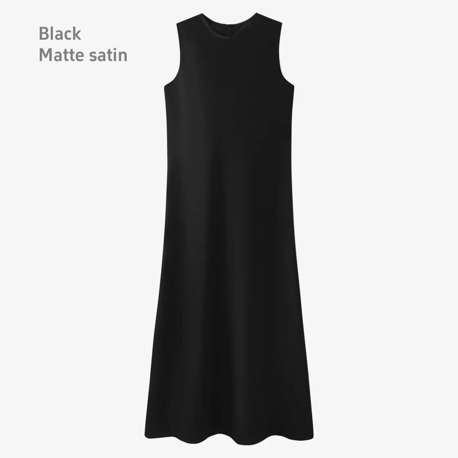 Spring Summer Women’s Elegant Satin Maxi Dress with Knitted Top | 2-Piece Floor-Length Outfit Set