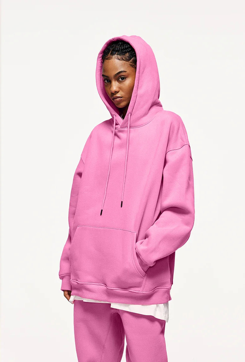 INFLATION 350gsm Thick Velvet Tracksuit – Unisex Solid Color Jogging Suit | 2023 Trendy Matching Fleece Sweatpants & Hoodie Set