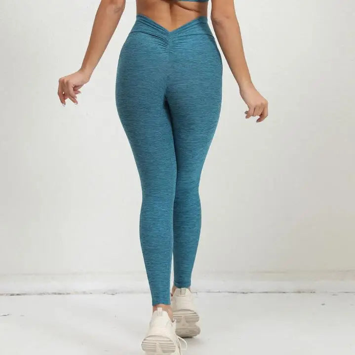 1/2PCS V-Back Halter Sports Bra & Scrunch Legging Set – Squat Proof, Pocket, Lycra Workout Yoga Gym Fitness Suit