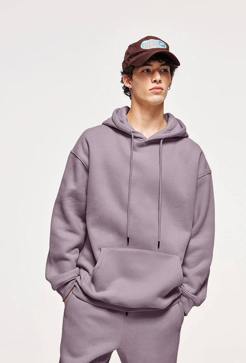 INFLATION 350gsm Thick Velvet Tracksuit – Unisex Solid Color Jogging Suit | 2023 Trendy Matching Fleece Sweatpants & Hoodie Set