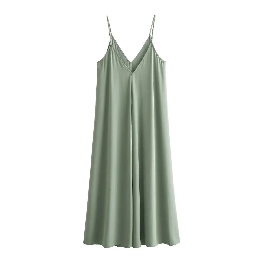 Summer Women's Loose Sleeveless Black Long Dress – Thin Straps, Backless Beach Holiday Maxi Dress