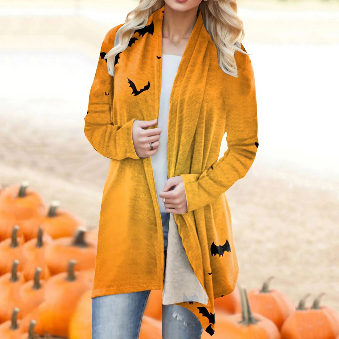 Women‘s Cardigan Fashion Halloween Print Western Ethnic Jacket Long Sleeve Coat Female Autumn Winter Plus Size Clothes