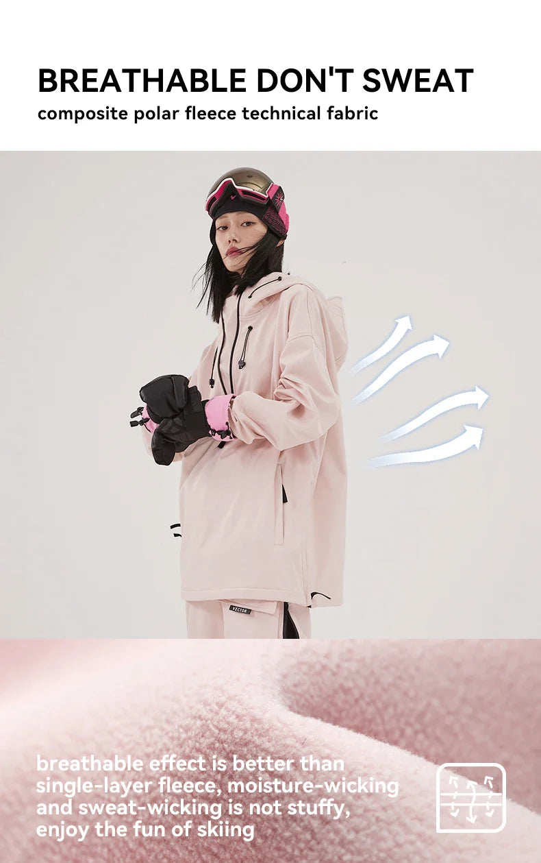 Men Women Solid Color Ski Jacket Ski Pants Warm Windproof Winter Overalls Hoodie Waterproof Outdoor Sports Clothing Snowboard