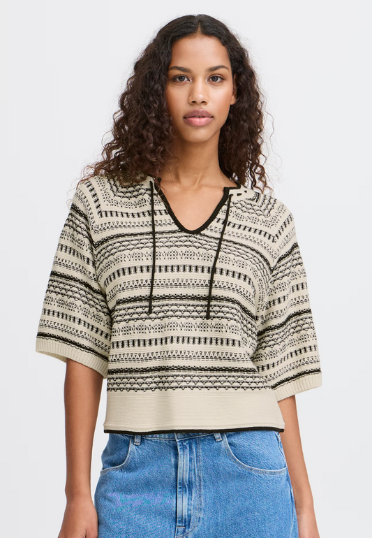 WOMEN'S ICHI CHANY KNIT BIRCH/BLACK TOP