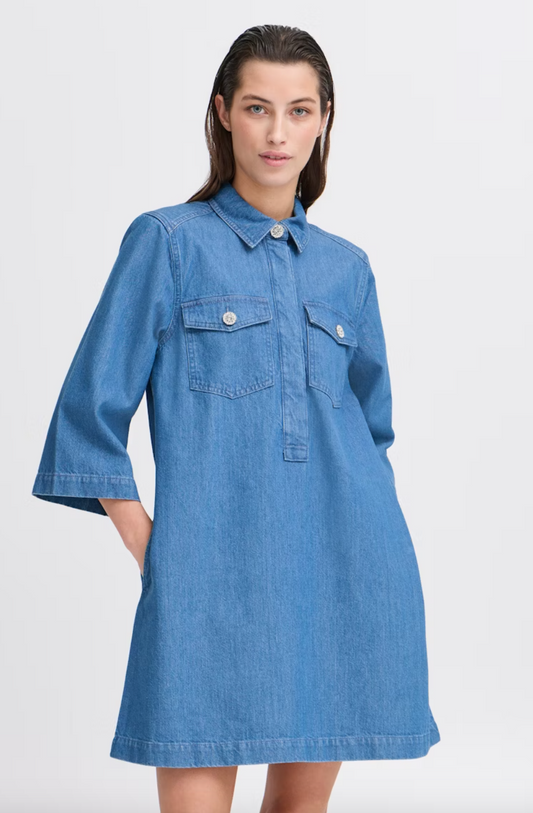 WOMEN'S B.YOUNG KISTINI MID BLUE DENIM DRESS