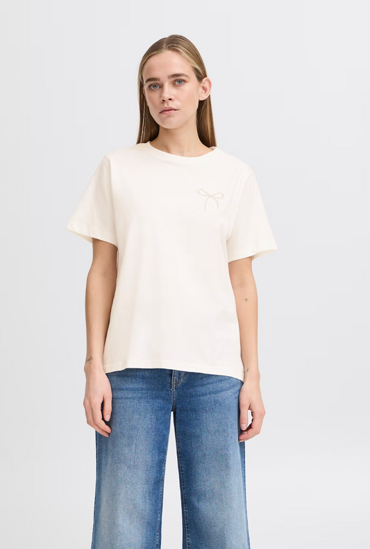 WOMEN'S ICHI NYNNA CLOUD DANCER SHORT SLEEVE TOP